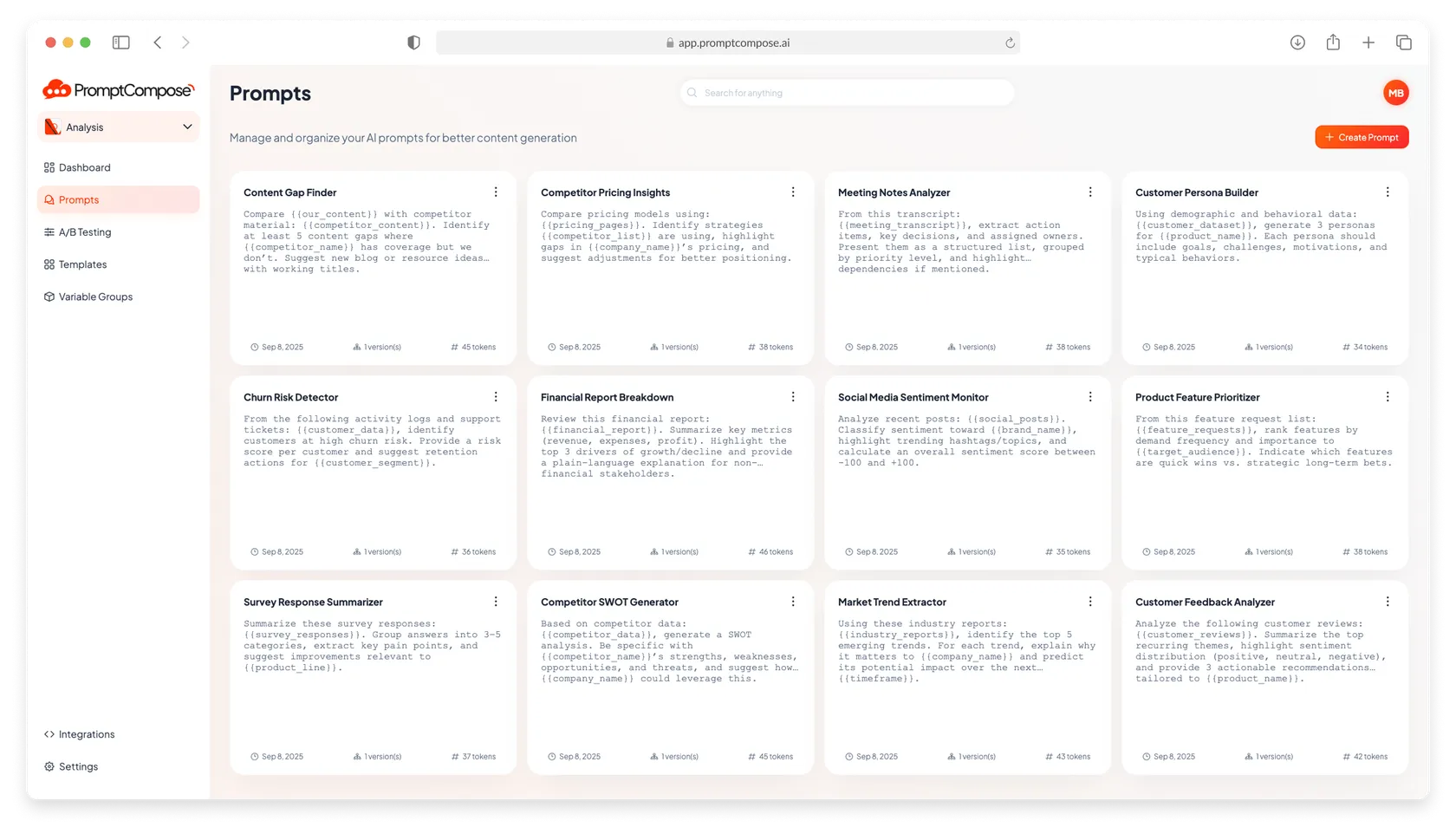 PromptCompose application screenshot